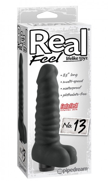Чёрный реалистичный вибратор Real feel №13 - 21 см. Чёрный реалистичный вибратор Real feel №13 - 21 см.