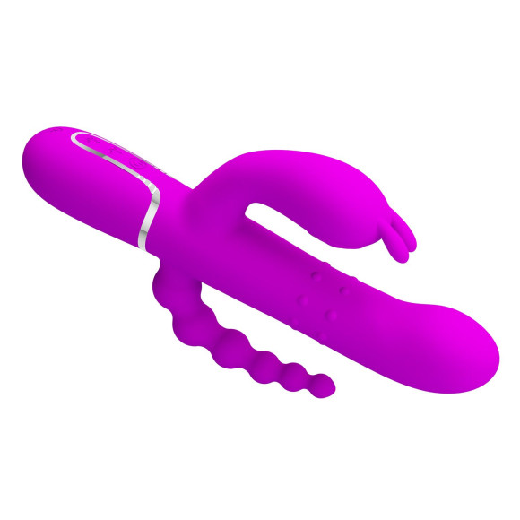 Лиловый вибратор для тройной стимуляции Cammy - 22,2 см. Лиловый вибратор для тройной стимуляции Cammy - 22,2 см.