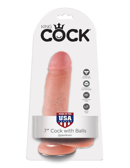 Телесный фаллоимитатор с мошонкой 7 Cock with Balls на присоске - 18 см. Телесный фаллоимитатор с мошонкой 7 Cock with Balls на присоске - 18 см.