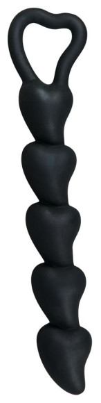 Чёрная анальная цепочка с звеньями-сердечками Black Velvet - 18,5 см. Чёрная анальная цепочка с звеньями-сердечками Black Velvet - 18,5 см.