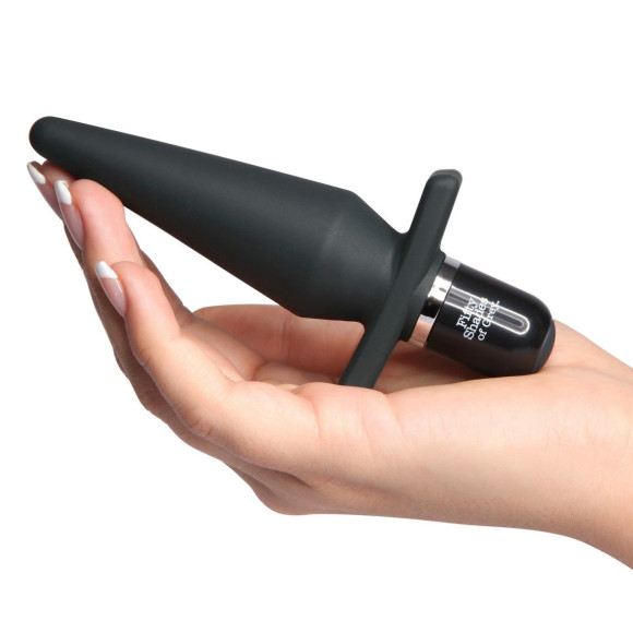 Черная анальная пробка с вибрацией Delicious Fullness Vibrating Butt Plug - 14 см. Черная анальная пробка с вибрацией Delicious Fullness Vibrating Butt Plug - 14 см.