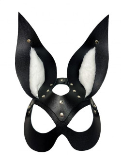 Черная маска зайки с белым мехом на ушках Miss Bunny Черная маска зайки с белым мехом на ушках Miss Bunny
