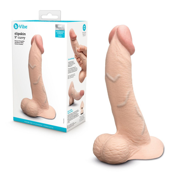 Телесный анальный фаллоимитатор Slipskin 9’’ Curved - 22 см. Телесный анальный фаллоимитатор Slipskin 9’’ Curved - 22 см.