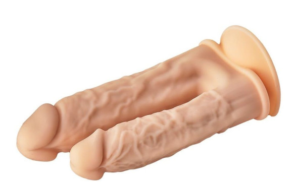 Телесный анально-вагинальный фаллоимитатор Double Penetrator - 19,5 см. Телесный анально-вагинальный фаллоимитатор Double Penetrator - 19,5 см.