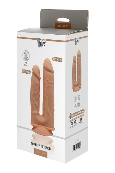 Телесный анально-вагинальный фаллоимитатор Double Penetrator - 19,5 см. Телесный анально-вагинальный фаллоимитатор Double Penetrator - 19,5 см.