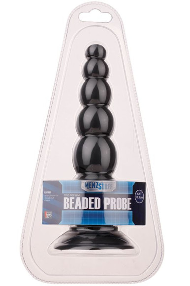 Чёрная анальная пробка-ёлочка MENZSTUFF BEADED PROBE - 16,5 см. Чёрная анальная пробка-ёлочка MENZSTUFF BEADED PROBE - 16,5 см.