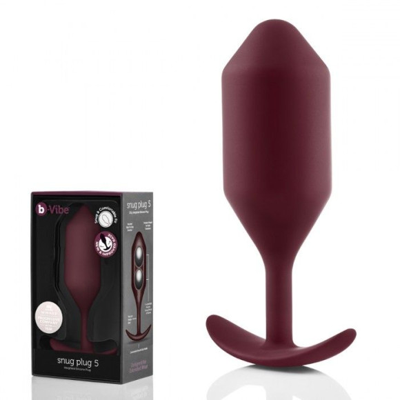 Бордовая пробка для ношения B-vibe Snug Plug 5 - 14 см. Бордовая пробка для ношения B-vibe Snug Plug 5 - 14 см.