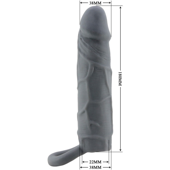 Серая удлиняющая насадка на пенис Large - 18 см. Серая удлиняющая насадка на пенис Large - 18 см.