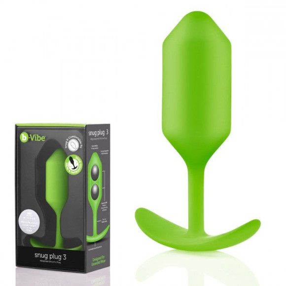 Лаймовая пробка для ношения B-vibe Snug Plug 3 - 12,7 см. Лаймовая пробка для ношения B-vibe Snug Plug 3 - 12,7 см.