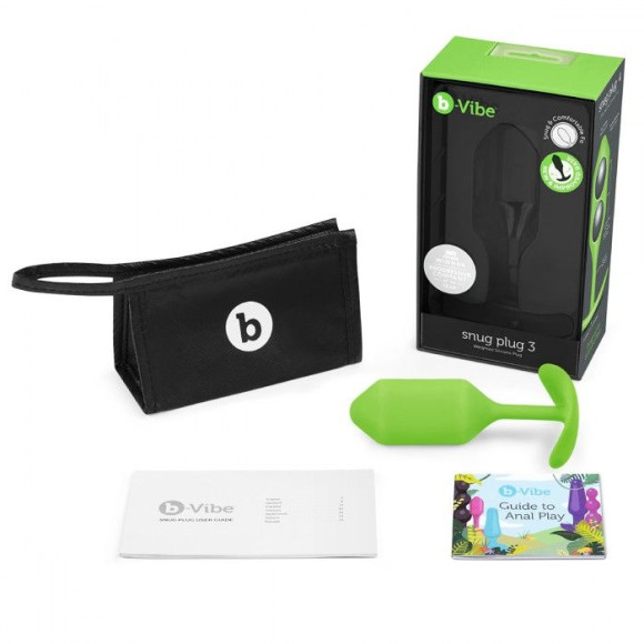 Лаймовая пробка для ношения B-vibe Snug Plug 3 - 12,7 см. Лаймовая пробка для ношения B-vibe Snug Plug 3 - 12,7 см.