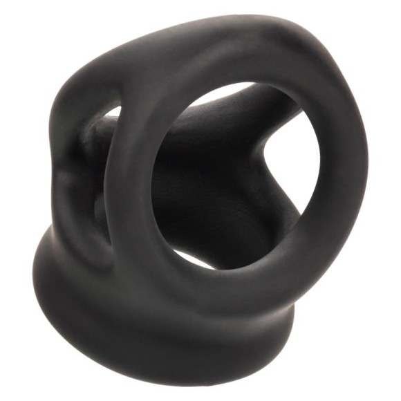 Черное тройное эрекционное кольцо Alpha Liquid Silicone Dual Cage & Ring Черное тройное эрекционное кольцо Alpha Liquid Silicone Dual Cage & Ring