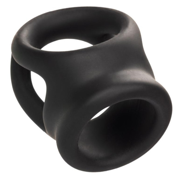 Черное тройное эрекционное кольцо Alpha Liquid Silicone Dual Cage & Ring Черное тройное эрекционное кольцо Alpha Liquid Silicone Dual Cage & Ring