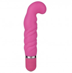 Розовый вибромассажёр с загнутым кончиком NEON ULTRA CLIMAX PINK - 11,4 см.