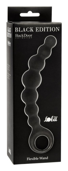 Чёрная упругая анальная цепочка Flexible Wand - 18 см. Чёрная упругая анальная цепочка Flexible Wand - 18 см.