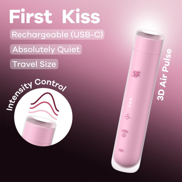 Розовый вакуумный стимулятор First Kiss Розовый вакуумный стимулятор First Kiss