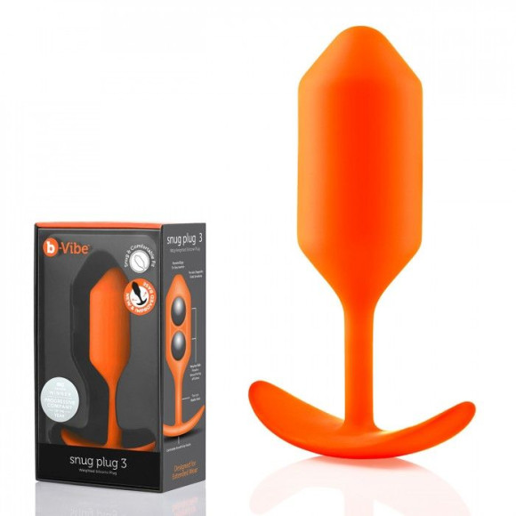 Оранжевая пробка для ношения B-vibe Snug Plug 3 - 12,7 см. Оранжевая пробка для ношения B-vibe Snug Plug 3 - 12,7 см.