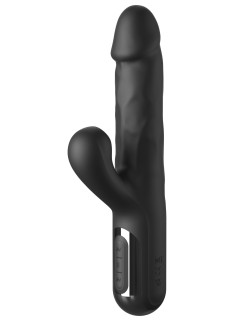 Черный силиконовый вибратор-кролик Sonix Silicone Thruster - 22 см.