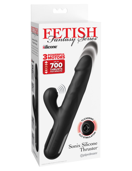Черный силиконовый вибратор-кролик Sonix Silicone Thruster - 22 см. Черный силиконовый вибратор-кролик Sonix Silicone Thruster - 22 см.