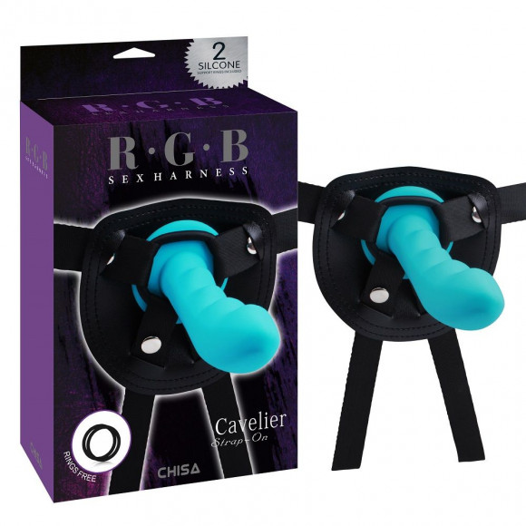 Голубой страпон Cavelier Strap-On - 15 см. Голубой страпон Cavelier Strap-On - 15 см.