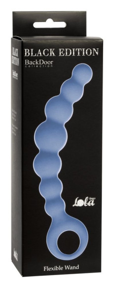 Синяя упругая анальная цепочка Flexible Wand - 18 см.