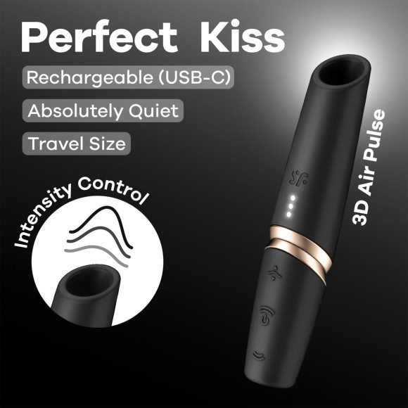 Черный вакуумный стимулятор Perfect Kiss