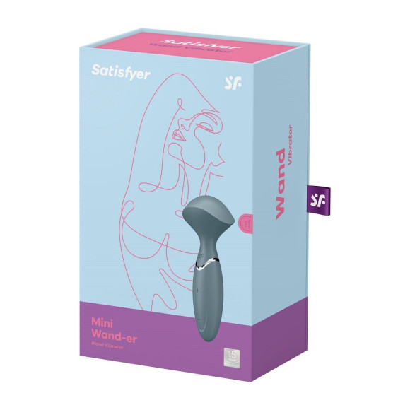 Серый вибромассажер Mini Wand-er - 16 см. Серый вибромассажер Mini Wand-er - 16 см.