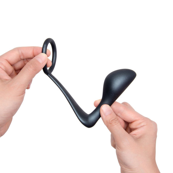 Черное эрекционное кольцо со стимулятором простаты Ringer Cock Ring & Plug Черное эрекционное кольцо со стимулятором простаты Ringer Cock Ring & Plug