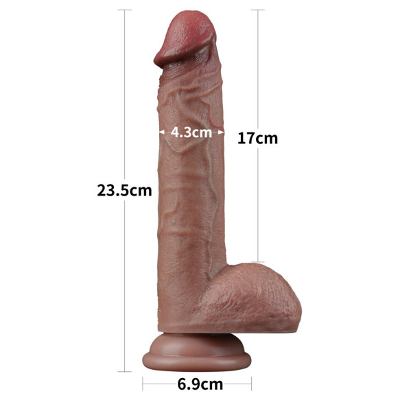 Коричневый фаллоимитатор 9 Dual Layered Silicone - 23,5 см. Коричневый фаллоимитатор 9 Dual Layered Silicone - 23,5 см.