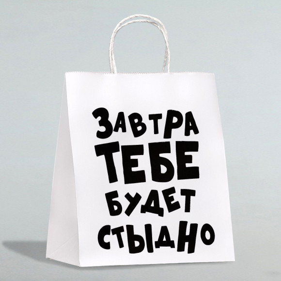 Подарочный пакет Завтра тебе будет стыдно - 30 х 24 см. Подарочный пакет Завтра тебе будет стыдно - 30 х 24 см.