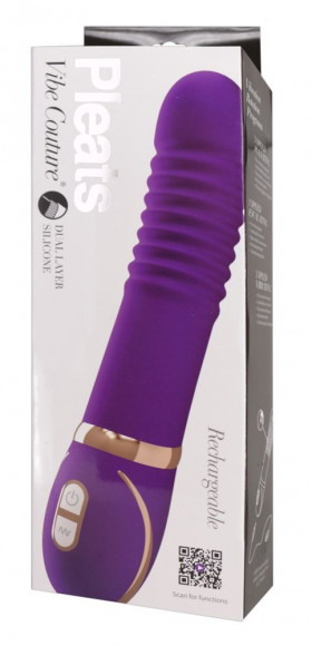 Фиолетовый водонепроницаемый вибратор Pleats с рёбрышками - 22 см. Фиолетовый водонепроницаемый вибратор Pleats с рёбрышками - 22 см.