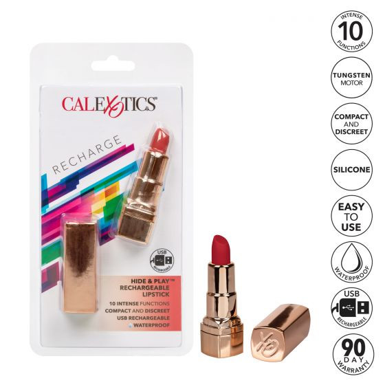 Золотистый вибратор-помада с красным мягким кончиком Hide & Play Rechargeable Lipstick Золотистый вибратор-помада с красным мягким кончиком Hide & Play Rechargeable Lipstick