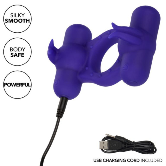 Фиолетовое эрекционное виброкольцо с двумя моторами Silicone Rechargeable Triple Orgasm Enhancer Фиолетовое эрекционное виброкольцо с двумя моторами Silicone Rechargeable Triple Orgasm Enhancer
