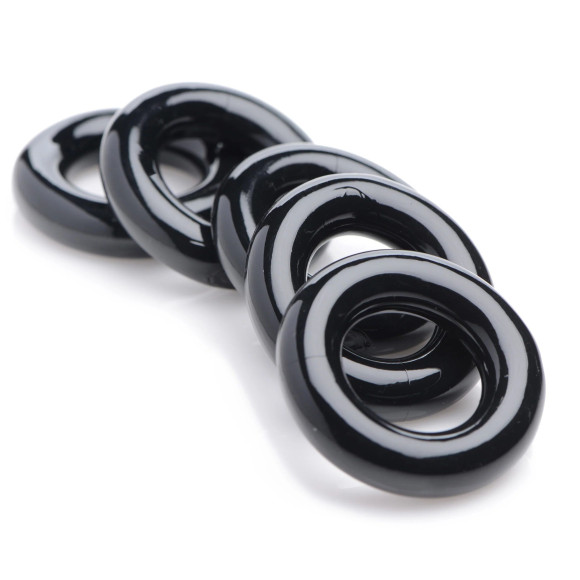 Комплект из 5 черных эрекционных колец для мошонки Ring Master Custom Ball Stretcher Kit Комплект из 5 черных эрекционных колец для мошонки Ring Master Custom Ball Stretcher Kit