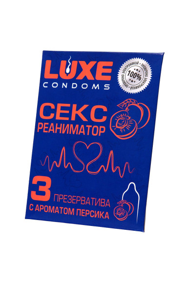 Презервативы с ароматом персика «Сексреаниматор» - 3 шт. Презервативы с ароматом персика «Сексреаниматор» - 3 шт.