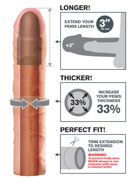 Телесная удлиняющая насадка Perfect 3 Extension - 22 см. Телесная удлиняющая насадка Perfect 3 Extension - 22 см.