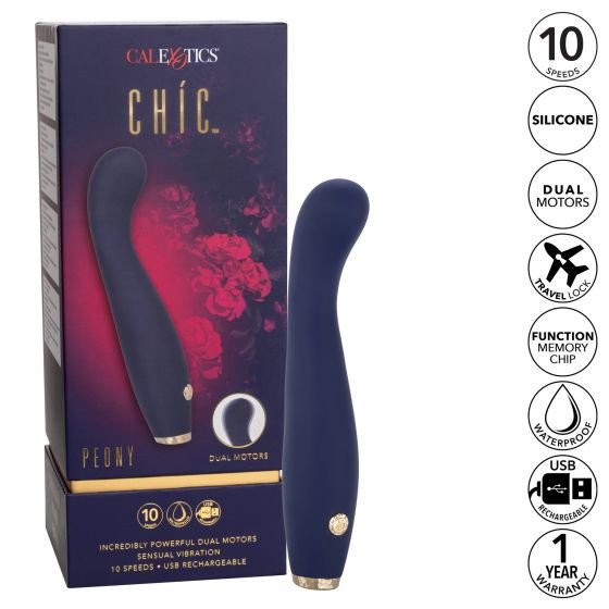 Синий вибромассажер Chic Peony - 19,7 см. Синий вибромассажер Chic Peony - 19,7 см.