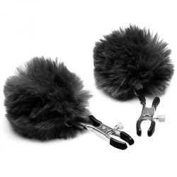 Зажимы для сосков с черным помпонами Pom Pom Nipple Clamps Зажимы для сосков с черным помпонами Pom Pom Nipple Clamps