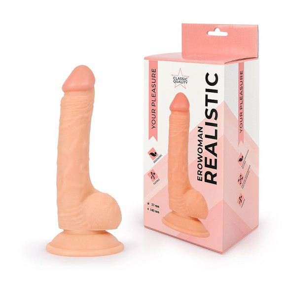 Реалистичный телесный фаллоимитатор Erowoman - 19,5 см. Реалистичный телесный фаллоимитатор Erowoman - 19,5 см.