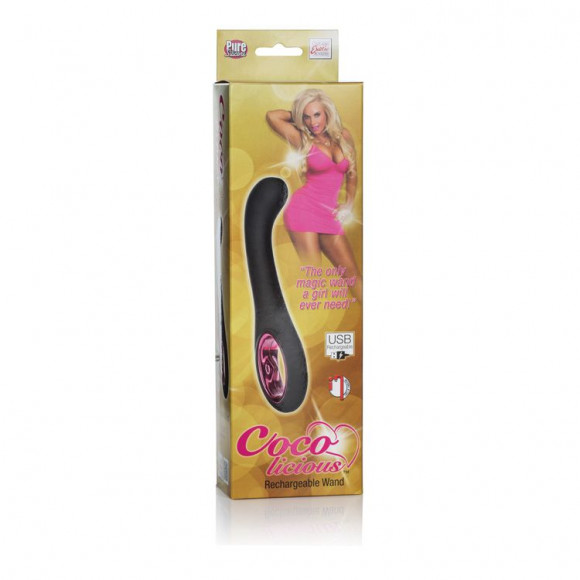 Чёрный стимулятор G-точки Coco licious Rechargeable Wand - 21,5 см. Чёрный стимулятор G-точки Coco licious Rechargeable Wand - 21,5 см.