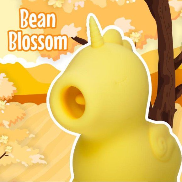 Желтый клиторальный вибромассажер Unihorn Bean Blossom с подвижным язычком Желтый клиторальный вибромассажер Unihorn Bean Blossom с подвижным язычком