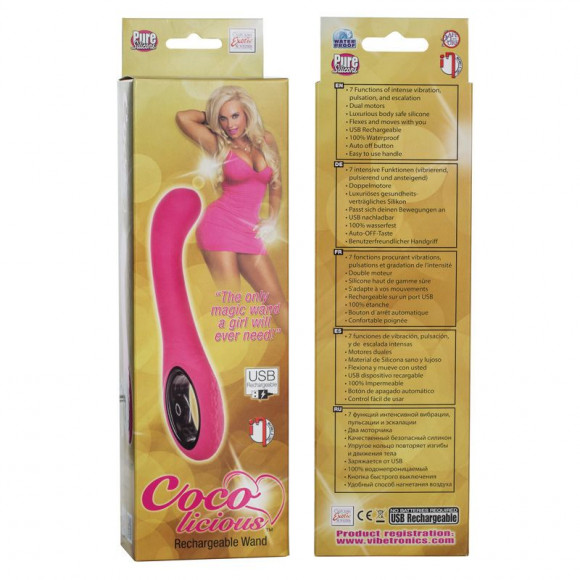 Розовый стимулятор G-точки Coco licious Rechargeable Wand - 21,5 см. Розовый стимулятор G-точки Coco licious Rechargeable Wand - 21,5 см.