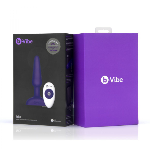 Фиолетовая анальная вибропробка с 3 источниками вибрации TRIO REMOTE CONTROL PLUG PURPLE - 13,5 см. Фиолетовая анальная вибропробка с 3 источниками вибрации TRIO REMOTE CONTROL PLUG PURPLE - 13,5 см.