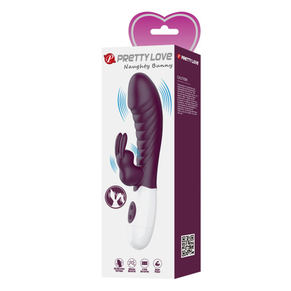 Фиолетовый вибратор-кролик Naughty Bunny - 19,8 см. Фиолетовый вибратор-кролик Naughty Bunny - 19,8 см.