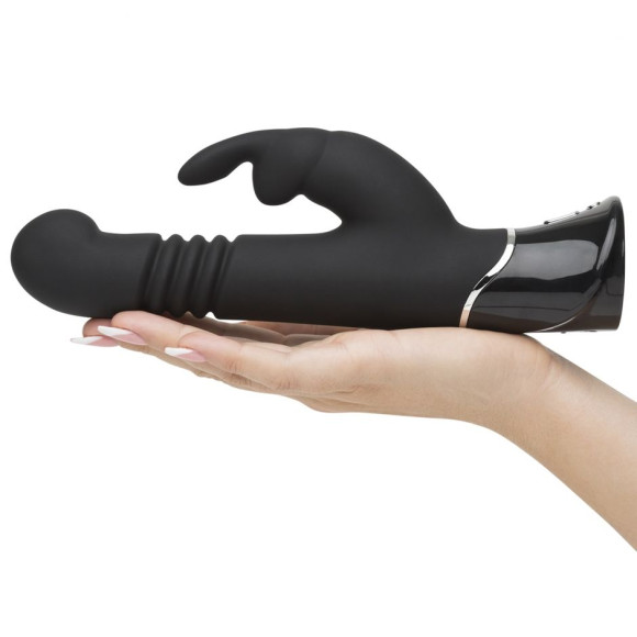 Черный хай-тек вибратор Greedy Girl Thrusting Rabbit Vibrator - 22,8 см. Черный хай-тек вибратор Greedy Girl Thrusting Rabbit Vibrator - 22,8 см.