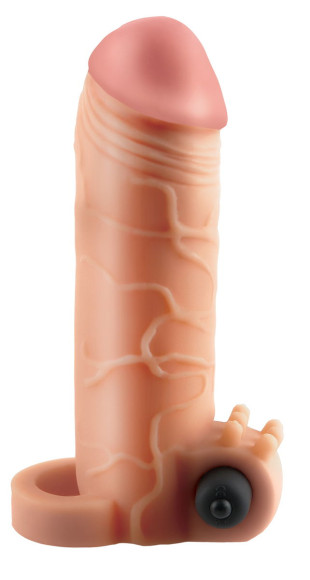 Телесная вибронасадка с кольцом Vibrating Real Feel 1 Extension - 14 см. Телесная вибронасадка с кольцом Vibrating Real Feel 1 Extension - 14 см.