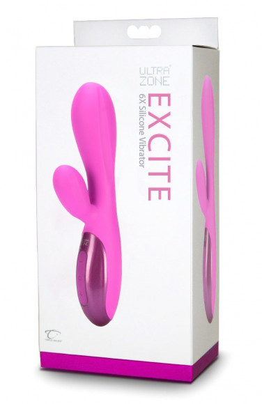 Розовый вибромассажер Excite 6x Rabbit Style со стимуляцией клитора - 17,8 см. Розовый вибромассажер Excite 6x Rabbit Style со стимуляцией клитора - 17,8 см.