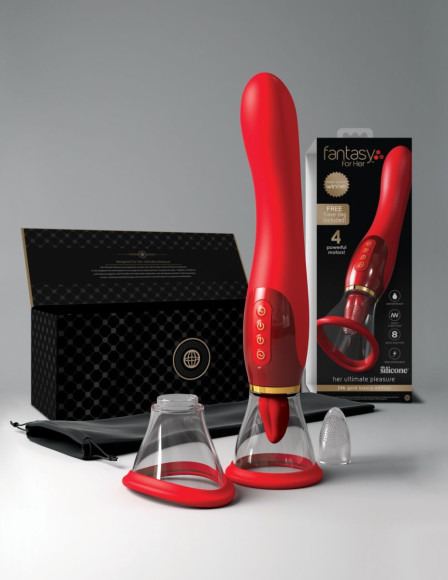 Красный двухсторонний вибростимулятор Ultimate Pleasure 24K Gold Luxury Edition - 25 см. Красный двухсторонний вибростимулятор Ultimate Pleasure 24K Gold Luxury Edition - 25 см.