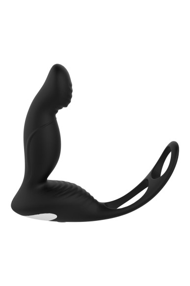 Черный вибромассажер простаты P-PLEASER W ERECTION ENHANCE