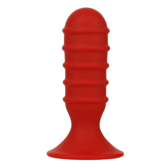 Красная ребристая пробочка из силикона MENZSTUFF RIBBED TORPEDO PLUG - 10 см. Красная ребристая пробочка из силикона MENZSTUFF RIBBED TORPEDO PLUG - 10 см.