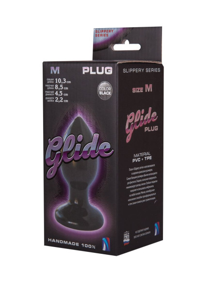 Черный анальный плаг Glide M - 10,3 см. Черный анальный плаг Glide M - 10,3 см.